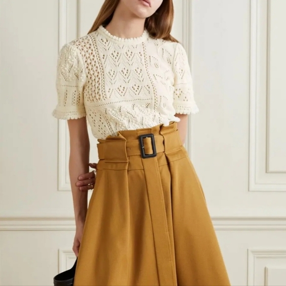 Zimmermann Tops - Zimmermann Ivory Lace Knit Top XS Short Sleeve Cotton Blouse Romantic Boho